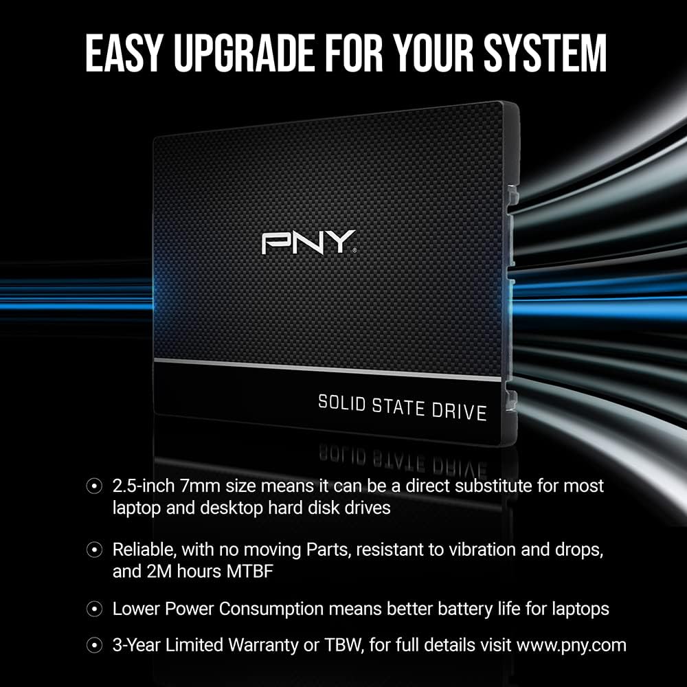 PNY CS900 250GB 3D NAND 2.5" SATA III Internal Solid State Drive (SSD) - (SSD7CS900-250-RB) - Image 5