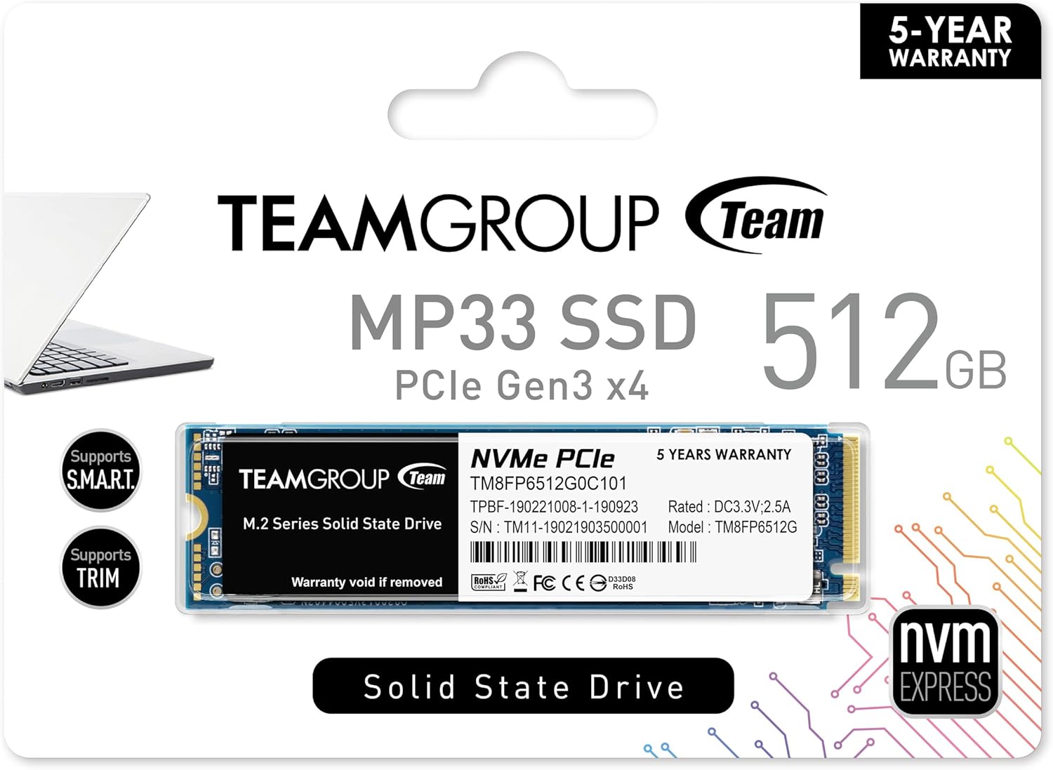 TEAMGROUP MP33 512GB SLC Cache 3DNAND TLC NVMe PCIe Gen3x4 M.2 2280 Internal SSD R/W up to 1700/1400 MB/s Compatible w/ Laptop&Desktop TM8FP6512G0C101 - Image 6