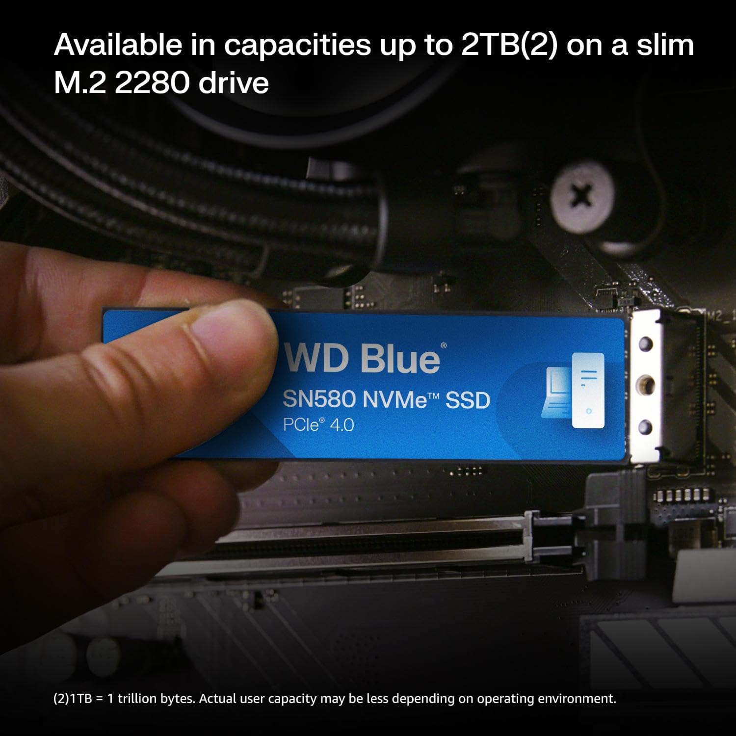 Western Digital 500GB WD Blue SN580 NVMe Internal Solid State Drive SSD - Gen4 x4 PCIe 16Gb/s, M.2 2280, Up to 4,000 MB/s - WDS500G3B0E - Image 3