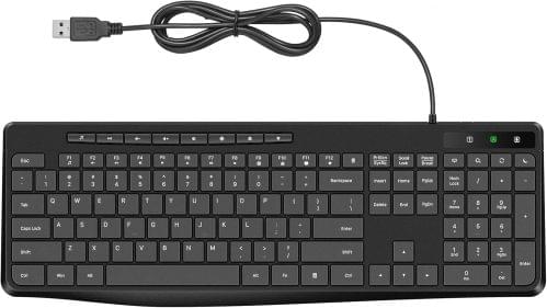 Quiet USB Multimedia Keyboard with Low Profile Chiclet Keys, Number Pad, Spill-Resistant – For Desktop and Laptop