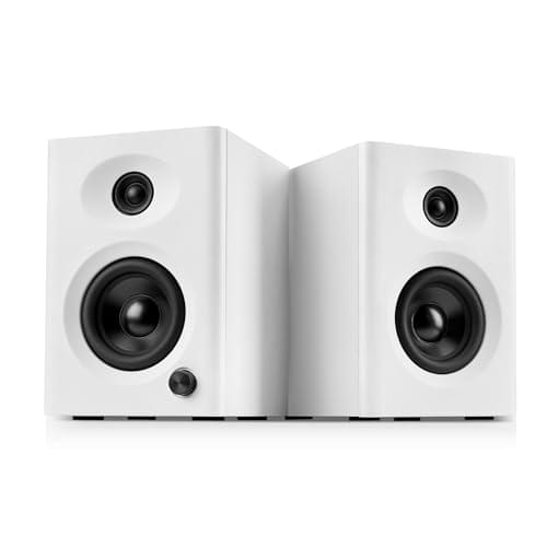 Computer Speakers for Desktop PC, 60W Powerful Sound with Deep Bass & Clear Treble – Compact Bookshelf Speakers for Home Office, Laptop, Music, Audiobooks (White, Pair)