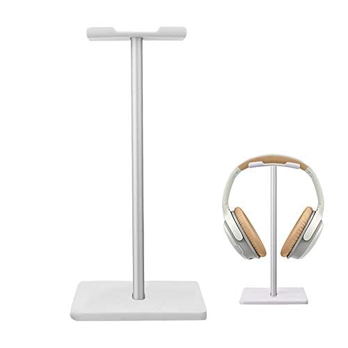 Headphone Stand Gaming Headset Holder Universal Aluminum Metal Headphone Holder Hanger with Aluminum Supporting Bar Flexible Headrest ABS Solid Base for All Headphone,White
