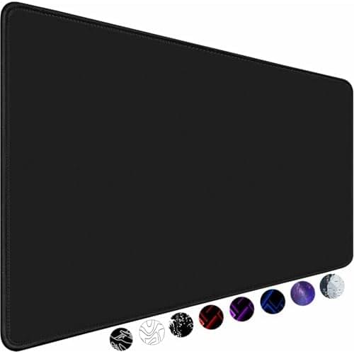 TEDNETGO Large Gaming Mouse Pad, Waterproof Extra Large Big Mouse Pad with Stitched Edge, XXL Non-Slip Black Computer Long Mousepad Desk Mat for Gamer, Office & Home, Black
