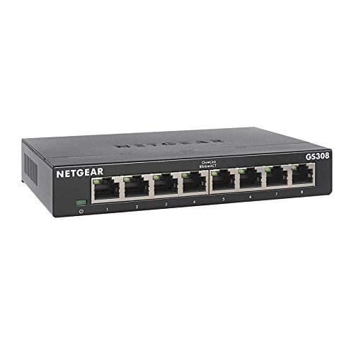 NETGEAR 8-Port Gigabit Ethernet Unmanaged Essentials Switch (GS308) – Home Network Hub, Office Ethernet Splitter, Plug-and-Play, Silent Operation, Desktop or Wall Mount