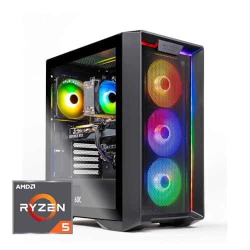 Skytech Nebula Gaming PC Desktop, Ryzen 5 5500 3.6 GHz (4.2GHz Turbo Boost), AMD RX 6500XT 4GB GDDR6, 1TB SSD, 16GB DDR4 RAM 3200, 650W Gold PSU, Wi-Fi, Win 11