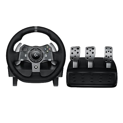 Logitech G920 Driving Force Racing Wheel and Floor Pedals, Real Force Feedback, Stainless Steel Paddle Shifters, Leather Steering Wheel Cover for Xbox Series X|S, Xbox One, PC, Mac – Black
