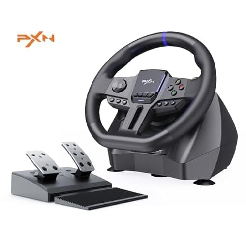 PXN V900 GEN2 Gaming Steering Wheel – Steering Wheel Pc, 270&900 Degrees, Vibration Feedback, Hall Pedal, Shift Paddles, Tools App – Gaming Steering Wheel for PC, PS3, PS4, Xbox, Switch