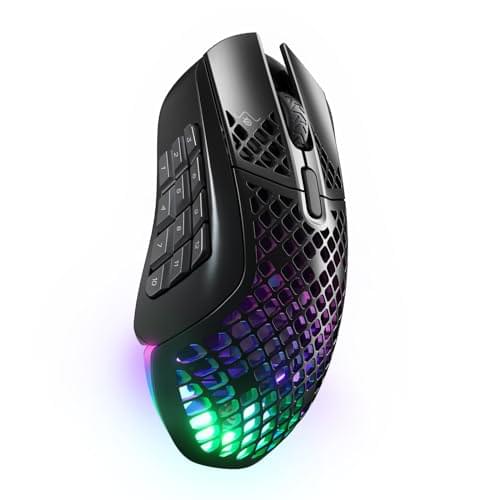 SteelSeries Aerox 9 Wireless – Holey RGB Gaming Mouse – Ultra-lightweight Water Resistant Design – 18 Buttons – Bluetooth/2.4 GHz – 18K DPI TrueMove Air Optical Sensor