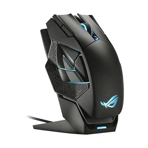 ASUS ROG Spatha X Wireless Gaming Mouse (Magnetic Charging Stand, 12 Programmable Buttons, 19,000 DPI, Push-fit Hot Swap Switch Sockets, ROG Micro Switches&Paracord and Aura RGB lighting),Black