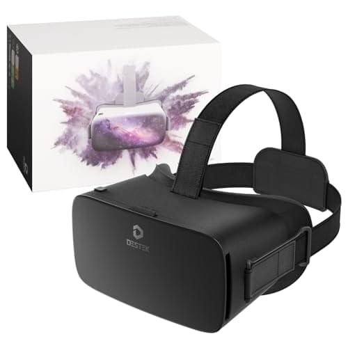 DESTEK V5 VR Headset for Phone, 110° FOV VR Goggles, Eyes Protected Anti-Blue HD Lenses Virtual Reality Headsets for iPhone 15/14/13/12/11, Samsung, Android – Black