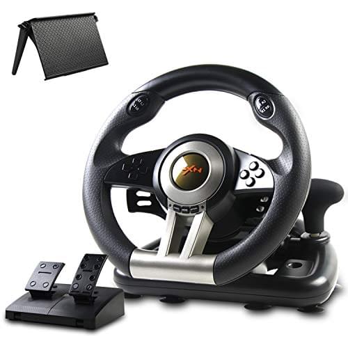 PC Game Racing Wheel PXN-V3II 180°Competition Driving Wheel USB Sim with Pedals and Shifter,PC Steering Wheel for PS4, PS3,Nintendo Switch,Xbox Series X|S -Black