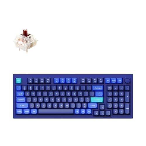 Keychron Q5 Wired Custom Mechanical Keyboard Knob Version, 96% Layout QMK/VIA Programmable Macro with Hot-swappable Gateron G Pro Brown Switch Double Gasket Compatible with Mac Windows Linux (Blue)