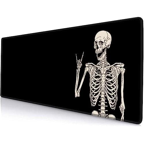 Large Mouse Pad, Extended Gaming Mousepad, Non-Slip Rubber Base Keyboard Mouse Mat Desk Pad for Gamer, Laptop, Office & Home, 31.5 x 11.8 in, Black Skull