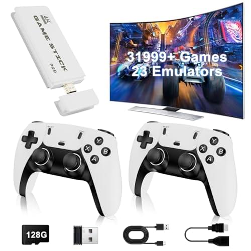2025 New Retro Game Console, Retro Game Stick Pro, 31999+ Classic Video Games with 4K HDMI, 23 Emulator Console, Plug and Play Video Games for TV, Upgraded Dual 2.4G Wireless Controllers 128GB Memory