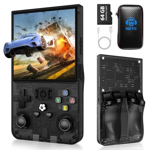 R36 Max Retro Handheld Game Console, Video Game Console with 64G Built-in 18000+ Games, 4000mAh Rechargeable, Support 30+ Simulators, Linux System, 4.0 Inch IPS Screen Portable Pocket Arcade, Black
